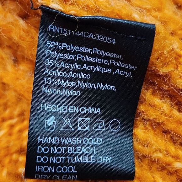 LEA & VIOLA Women's Orange Open Front Knit Cardigan Fall Crochet Sweater Medium - Picture 8 of 8